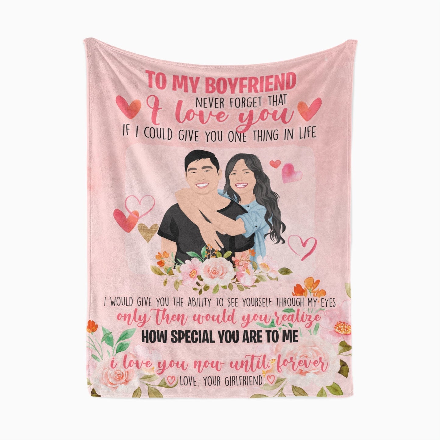 Custom Name Blanket Personalized To My Boyfriend Throw with photo for Valentine's Day