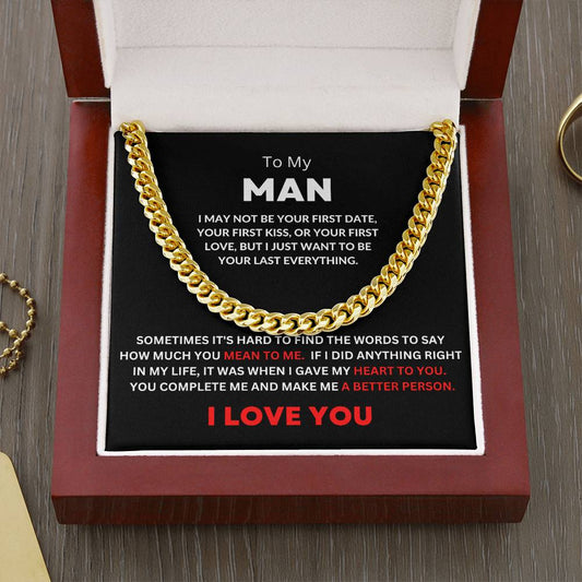 To My Man - I Love You Cuban Necklace