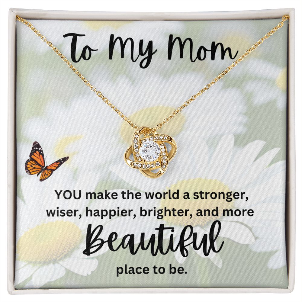 To My Mom Butterfly Love Knot Necklace