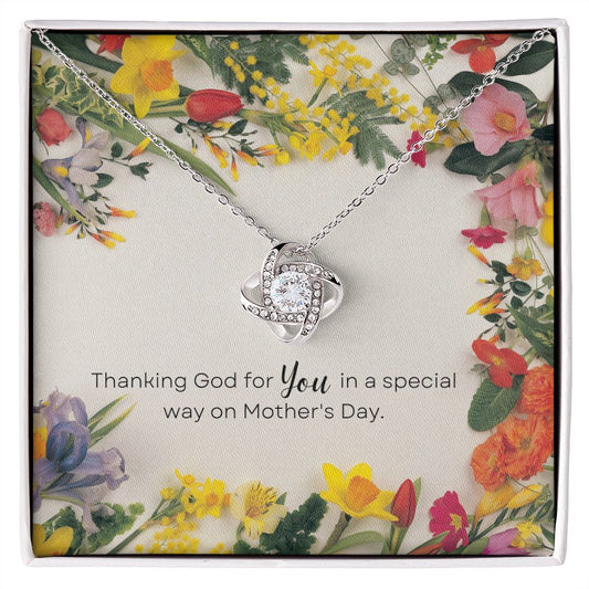 I Thank God For You Love Knot Necklace for Mother's Day