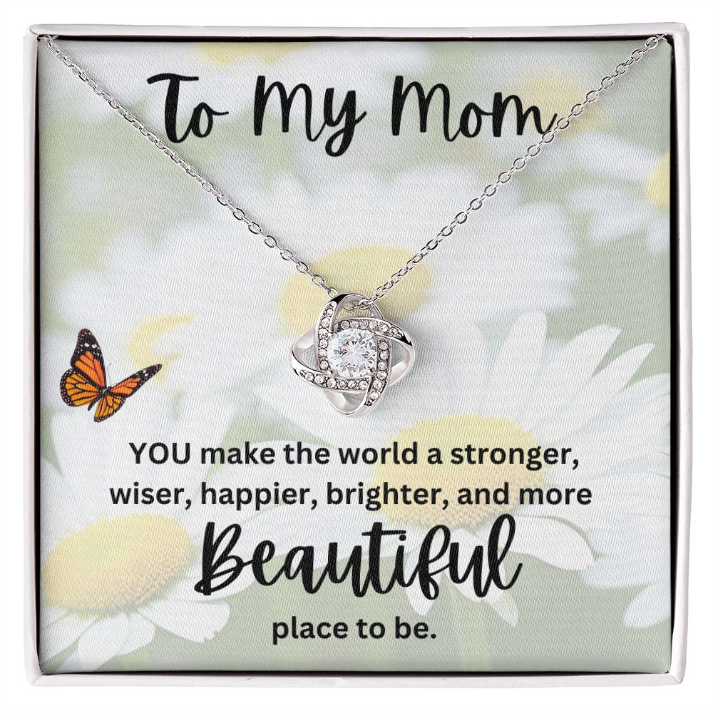 To My Mom Butterfly Love Knot Necklace