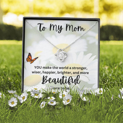 To My Mom Butterfly Love Knot Necklace