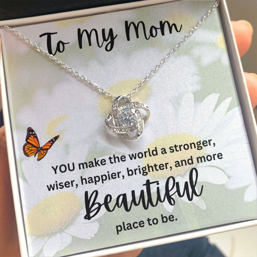 To My Mom Butterfly Love Knot Necklace