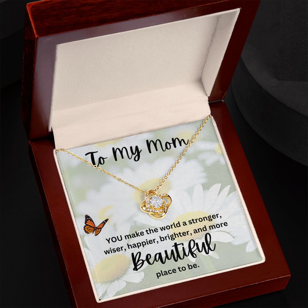 To My Mom Butterfly Love Knot Necklace