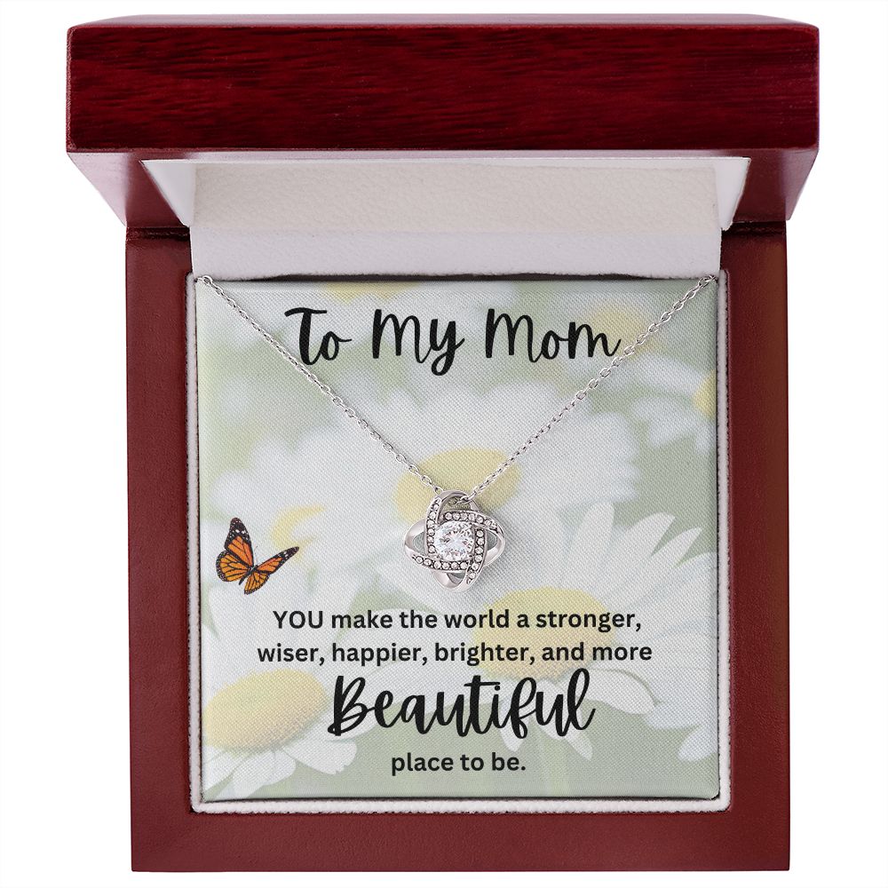 To My Mom Butterfly Love Knot Necklace