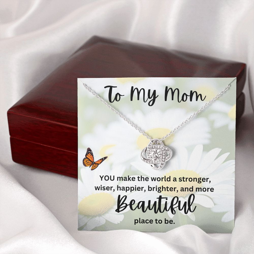 To My Mom Butterfly Love Knot Necklace