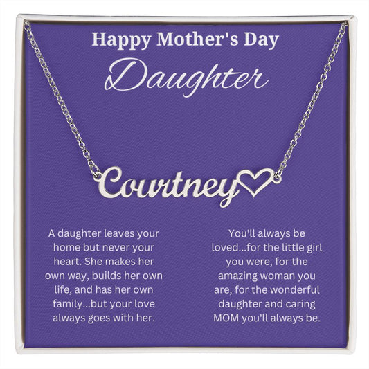 Happy Mother's Day Daughter Custom Name Necklace with Heart