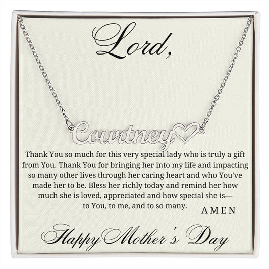 Thank You Lord For My Mom - Custom Name Necklace for Mother's Day