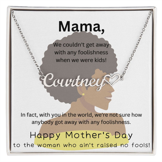 Happy Mother's Day Mama - Custom Name Necklace with Heart