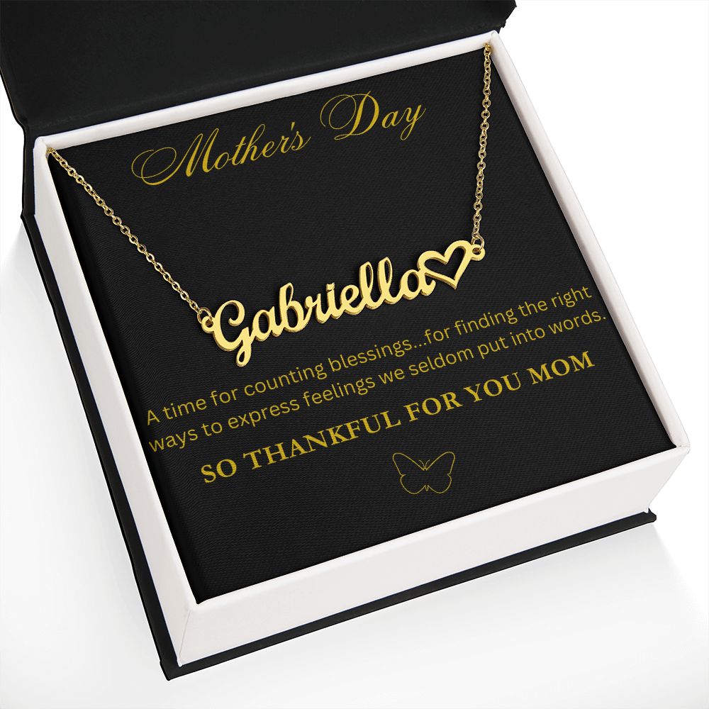 So Thankful For You Mom Custom Name Necklace with Heart for Mother's Day