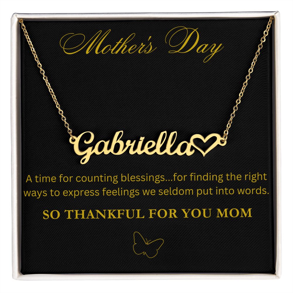 So Thankful For You Mom Custom Name Necklace with Heart for Mother's Day