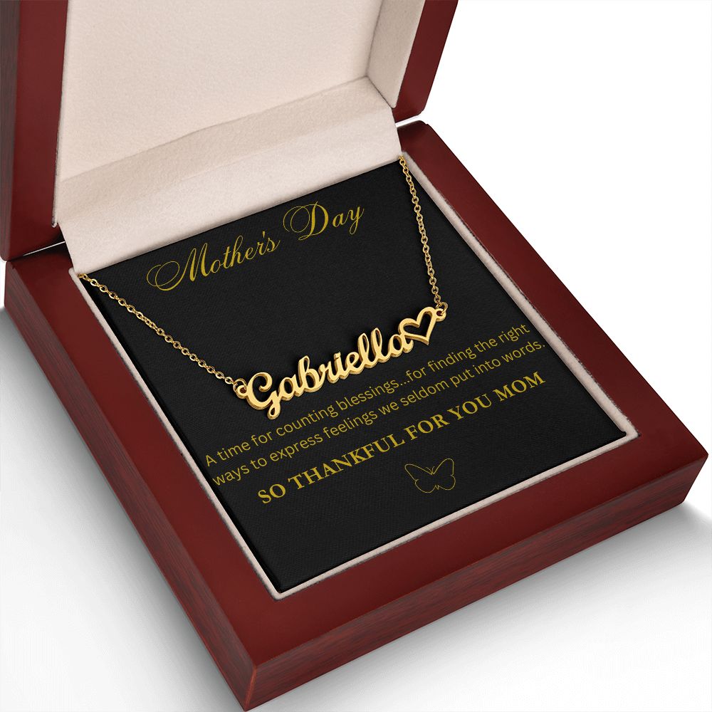 So Thankful For You Mom Custom Name Necklace with Heart for Mother's Day