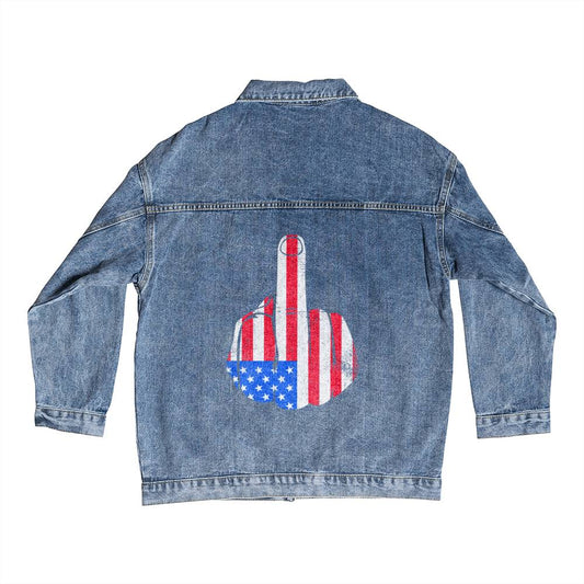 American Patriot Middle Finger Denim Jean Jacket