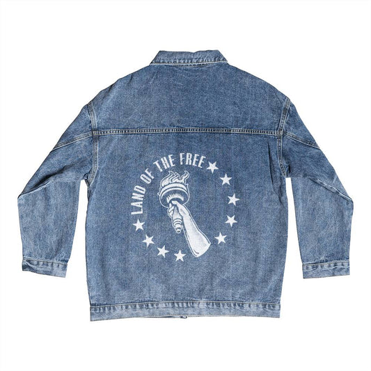 American Patriot Statue Of Liberty Land of the Free Denim Jean Jacket