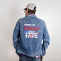 American Patriot Running The World Since 1775 Men's Denim Jean Jacket