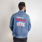 American Patriot Running The World Since 1775 Men's Denim Jean Jacket