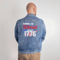 American Patriot Running The World Since 1775 Men's Denim Jean Jacket