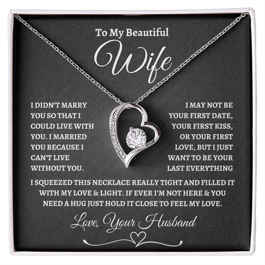 To My Beautiful Wife | Forever Love Necklace - BW