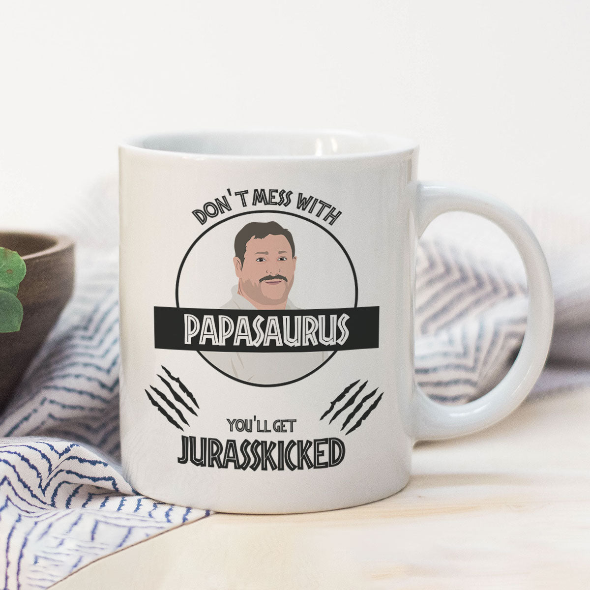 Don't Mess with Papasaurus Dad Mug Personalized