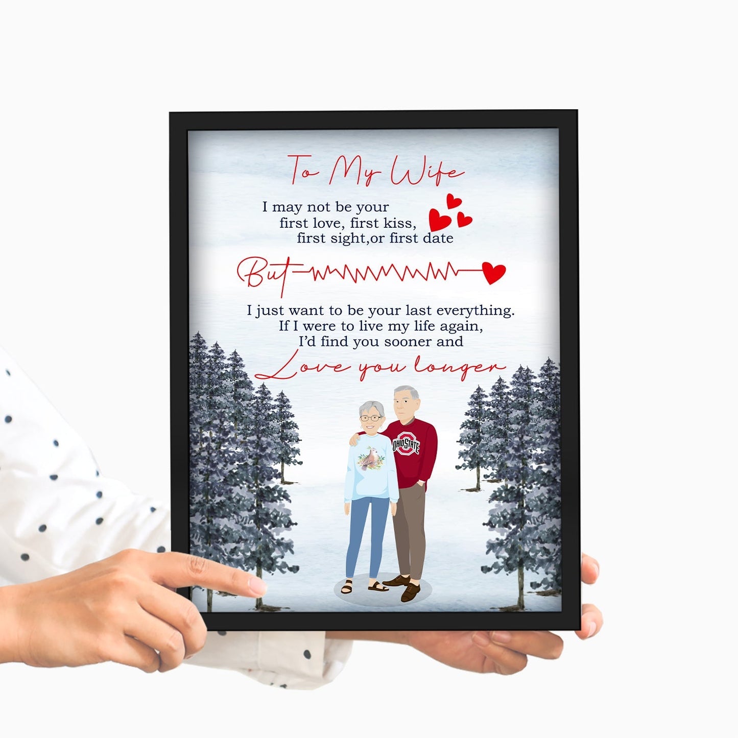 Custom Wall Art To My Wife Personalized Picture Frame Hand Drawn from photo for Valentine's Day