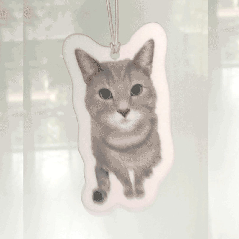Custom Cat Air Freshener Hand Drawn from Photo, Personalized Hanging Cat Portrait Car Air Freshener Picture