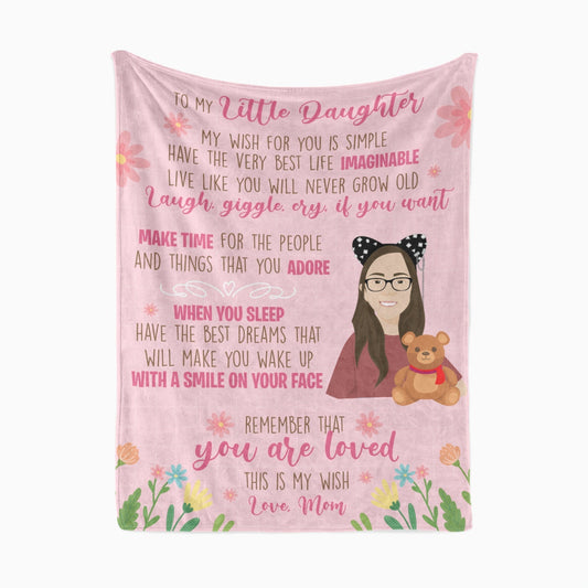 Custom Blanket for Daughter from Mom, Personalized Hand Drawn Throw from photo for Valentine's Day