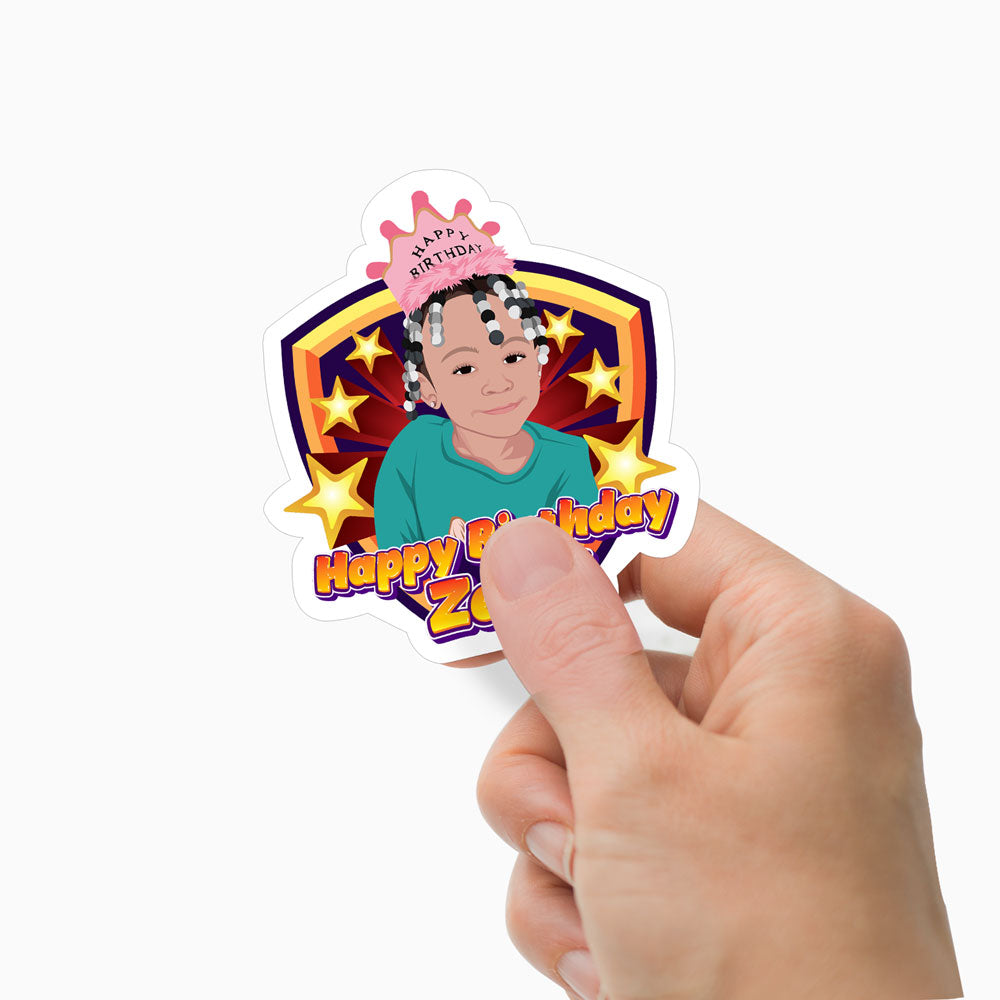 Custom Birthday Stickers - Photo Drawing