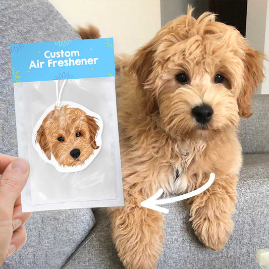 Custom Dog Air Freshener Hand Drawn from Photo, Personalized Hanging Dog Portrait Car Air Freshener Picture