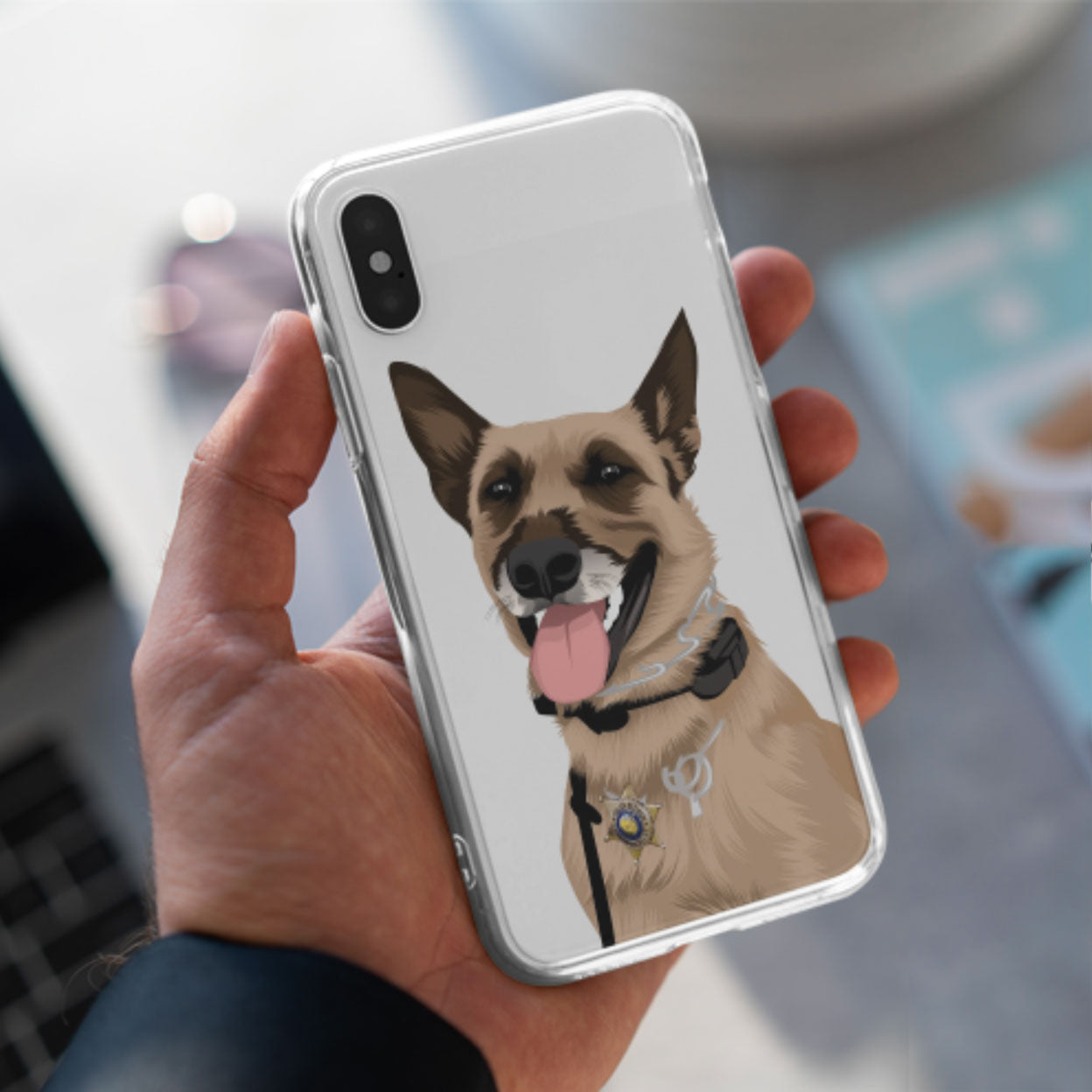 Custom Dog Drawing Clear Phone Case