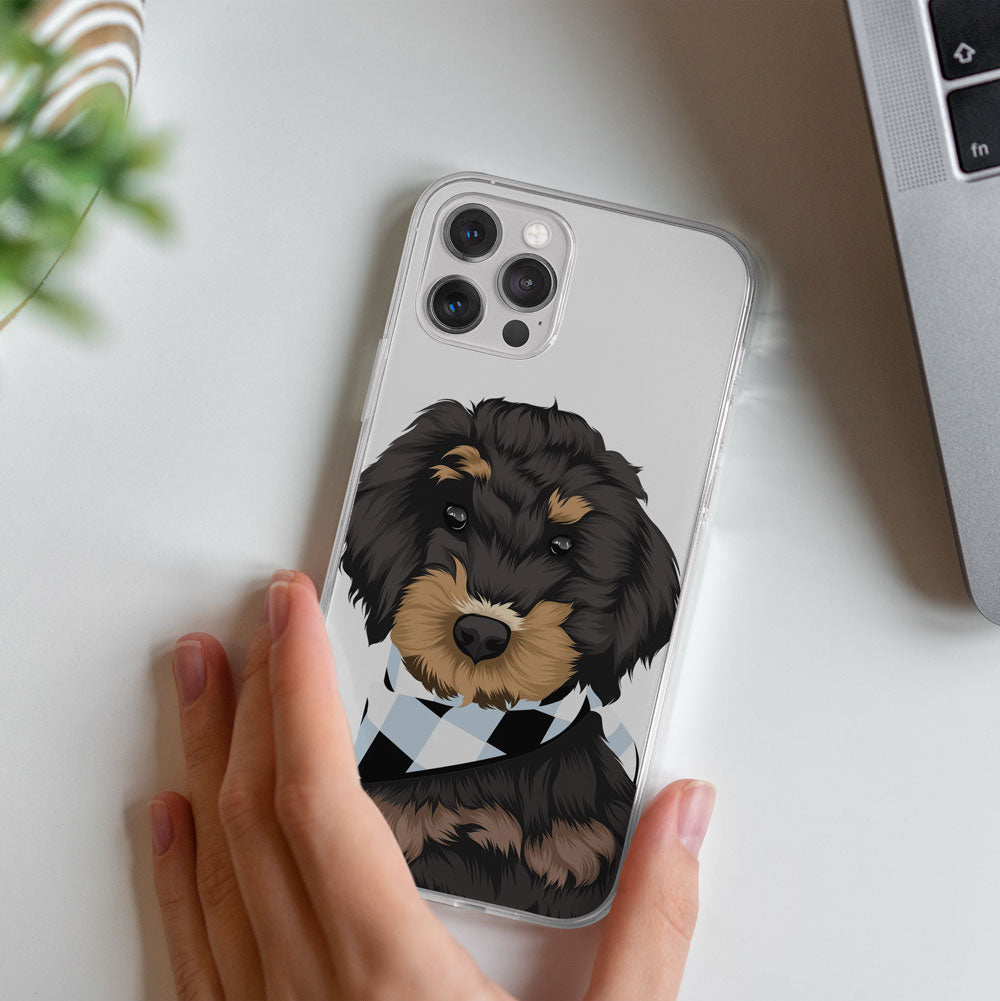 Custom Dog Drawing Clear Phone Case