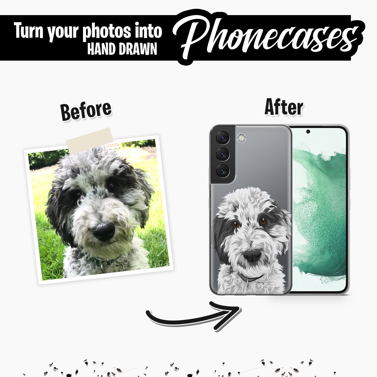 Custom Dog Drawing Clear Phone Case