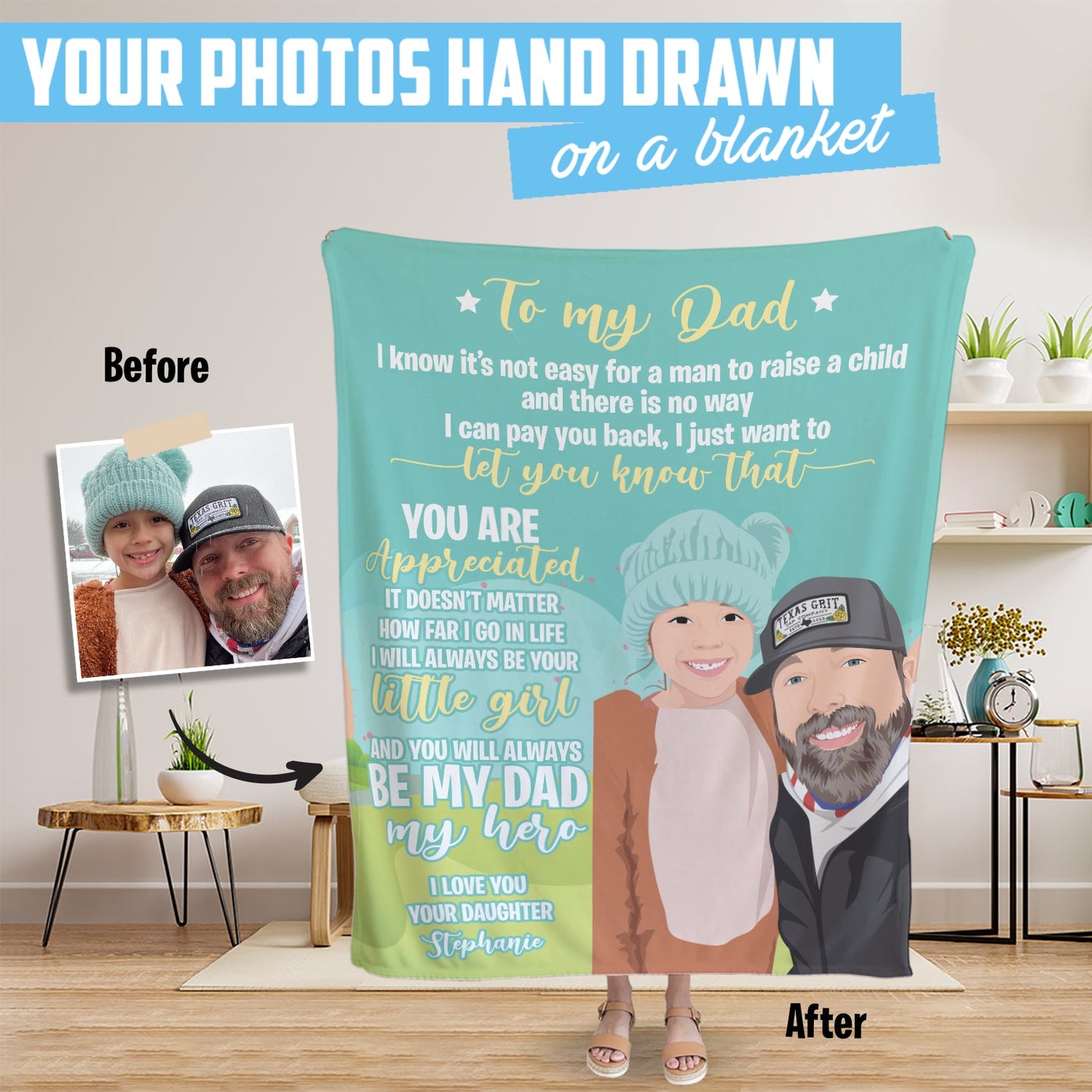Personalized To My Dad Blanket From Daughter