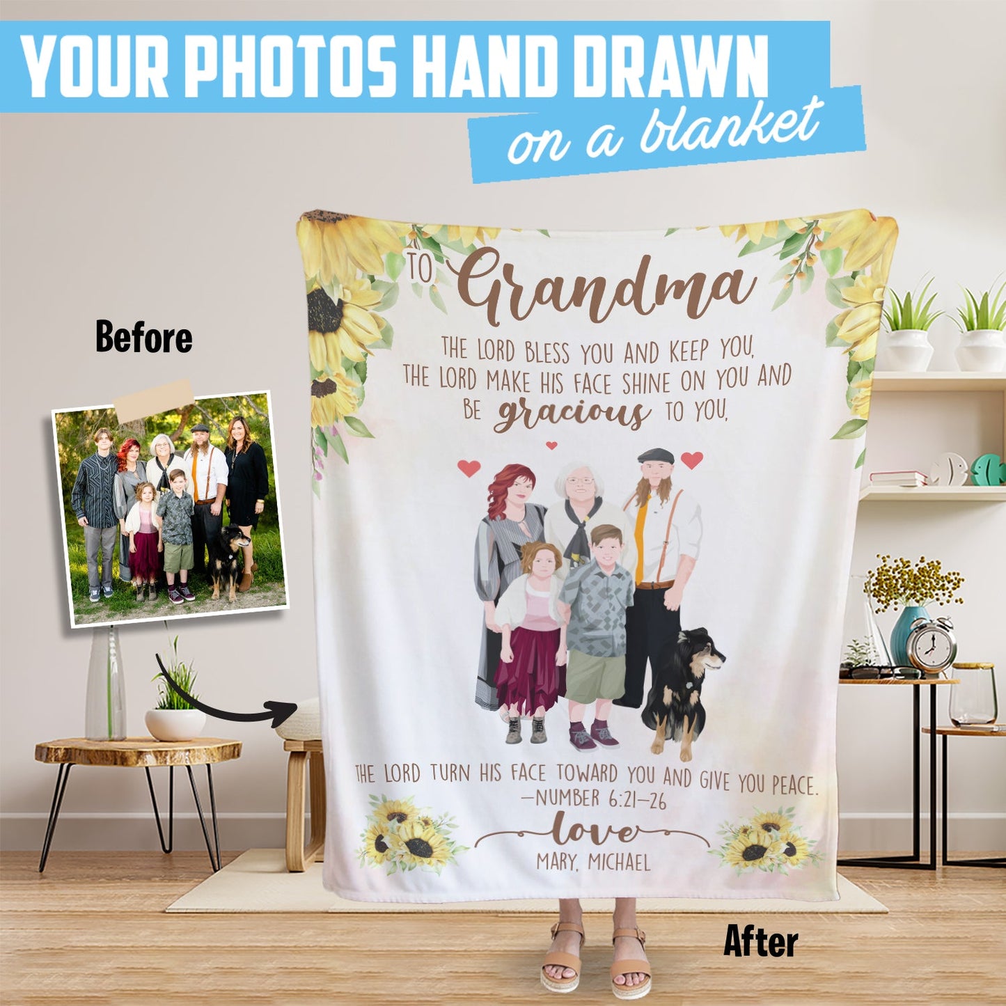 To Grandma From Grandkids Blanket Personalized