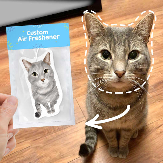Custom Cat Air Freshener Hand Drawn from Photo, Personalized Hanging Cat Portrait Car Air Freshener Picture