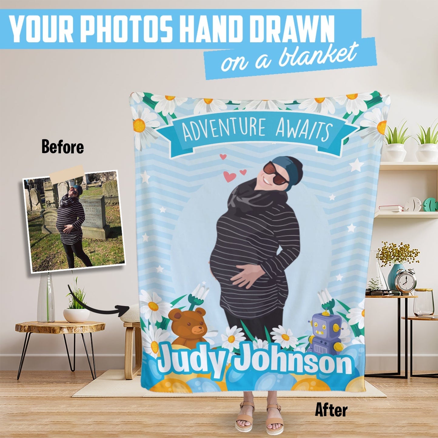 Custom Baby Shower Blanket, Personalized Throw Blanket