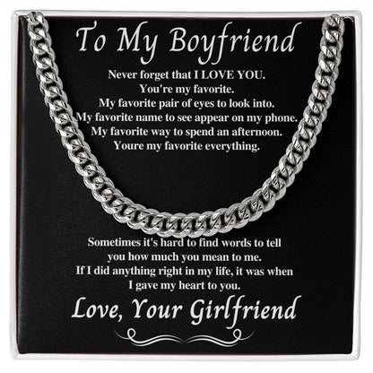 To My Boyfriend - You're My Favorite Person - Cuban Chain Necklace
