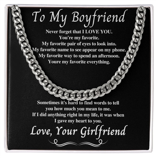 To My Boyfriend - You're My Favorite Person - Cuban Chain Necklace