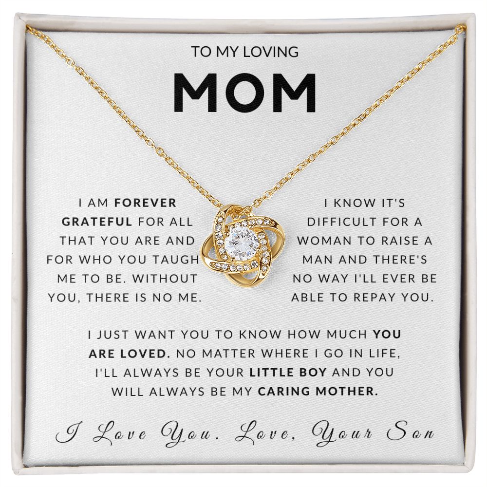 To My Loving Mom Love Knot Necklace - Always Your Little Boy - Love Your Son