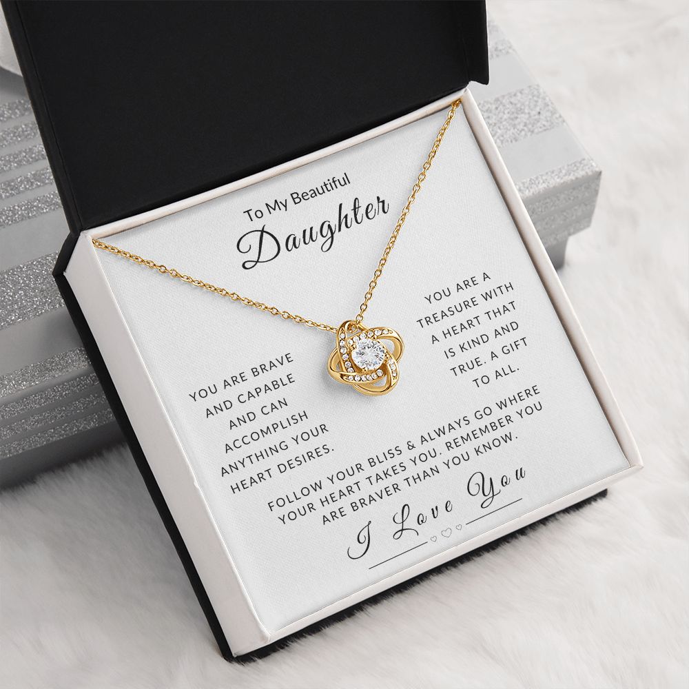 To My Daughter - Follow Your Heart Love Knot Necklace