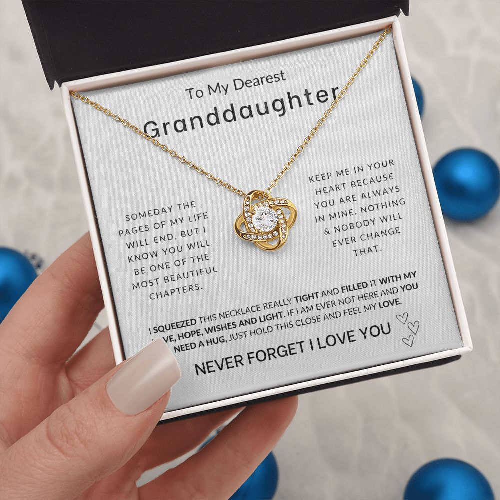 To My Granddaughter Never Forget I Love You Love Knot Necklace