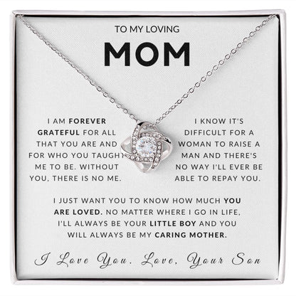 To My Loving Mom Love Knot Necklace - Always Your Little Boy - Love Your Son