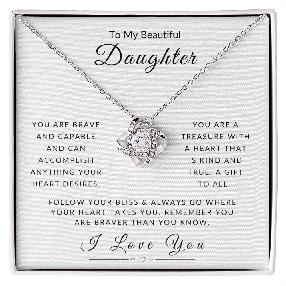 To My Daughter - Follow Your Heart Love Knot Necklace