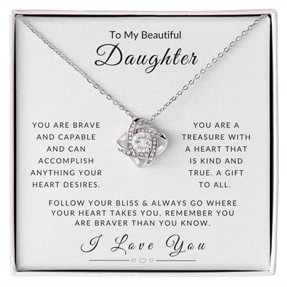 To My Daughter - Follow Your Heart Love Knot Necklace