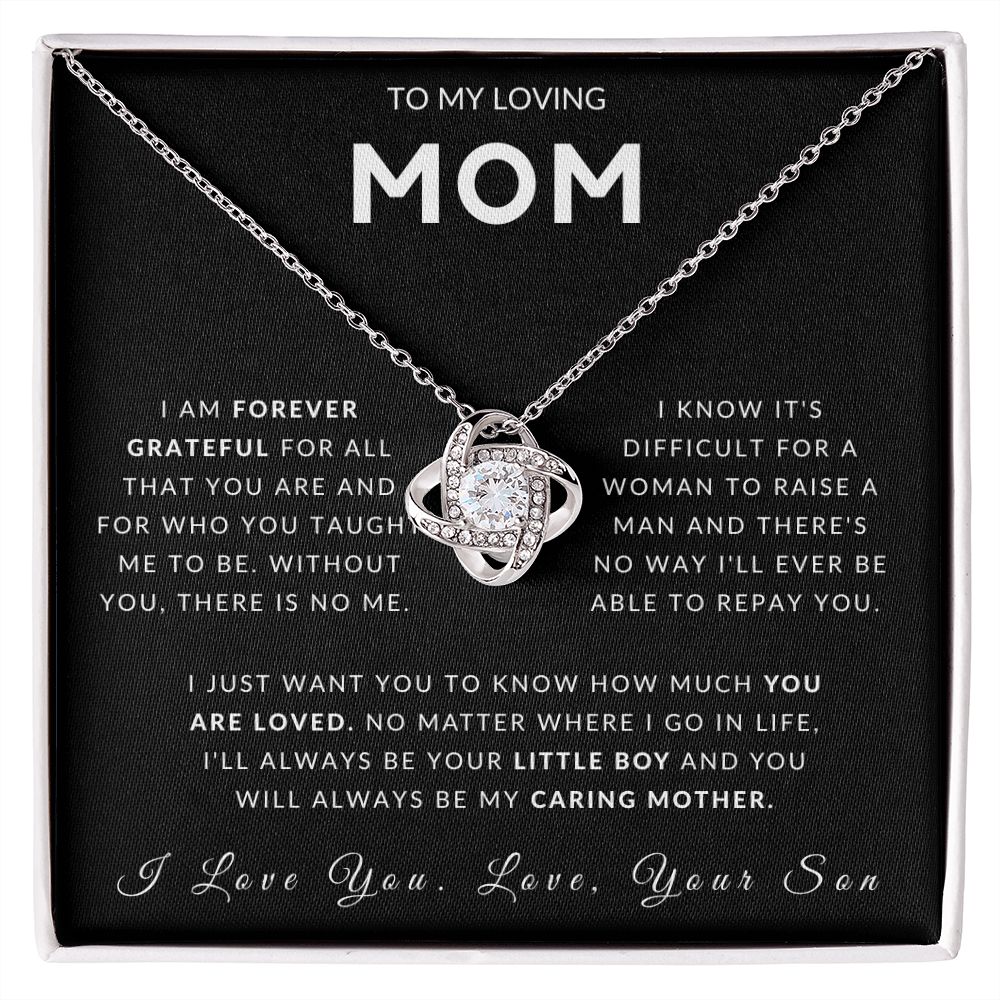 To My Loving Mom Love Knot Necklace - Always Your Little Boy - Love Your Son