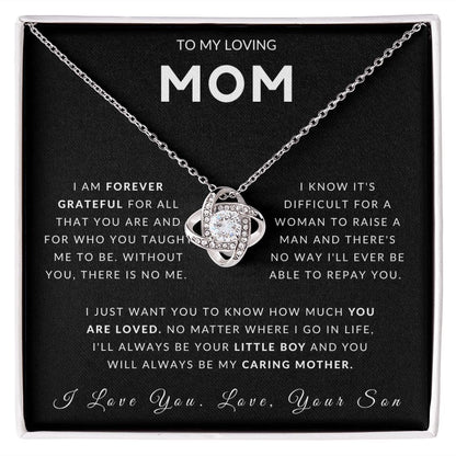 To My Loving Mom Love Knot Necklace - Always Your Little Boy - Love Your Son