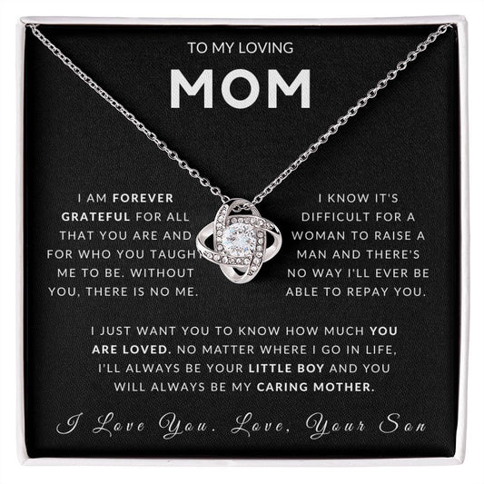 To My Loving Mom Love Knot Necklace - Always Your Little Boy - Love Your Son