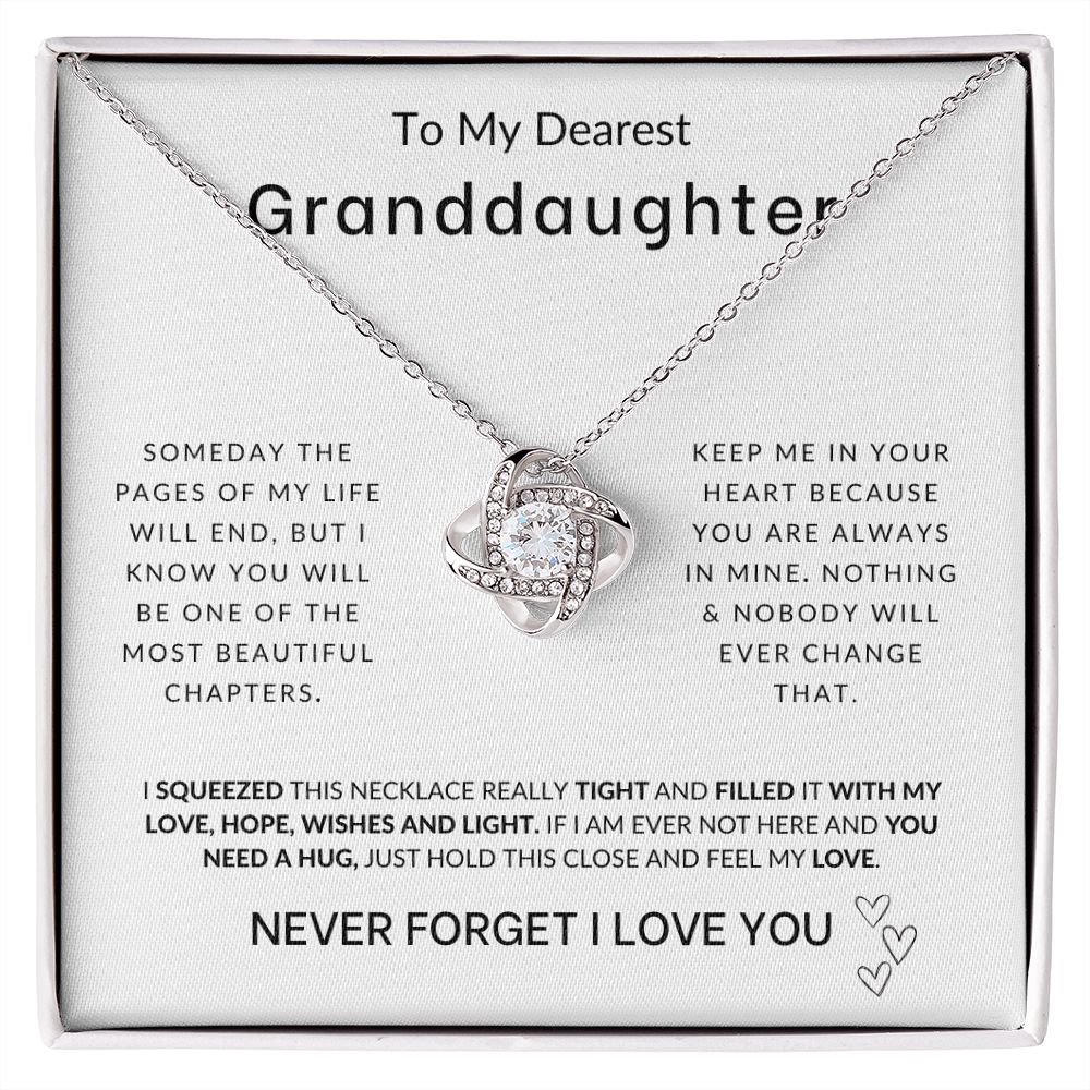 To My Granddaughter Never Forget I Love You Love Knot Necklace