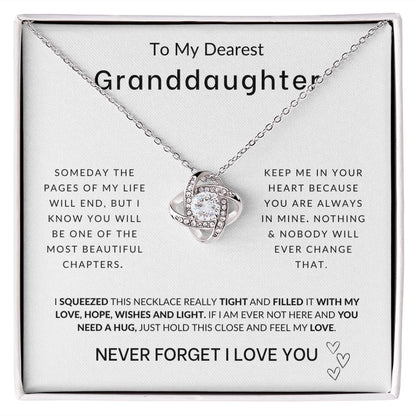 To My Granddaughter Never Forget I Love You Love Knot Necklace