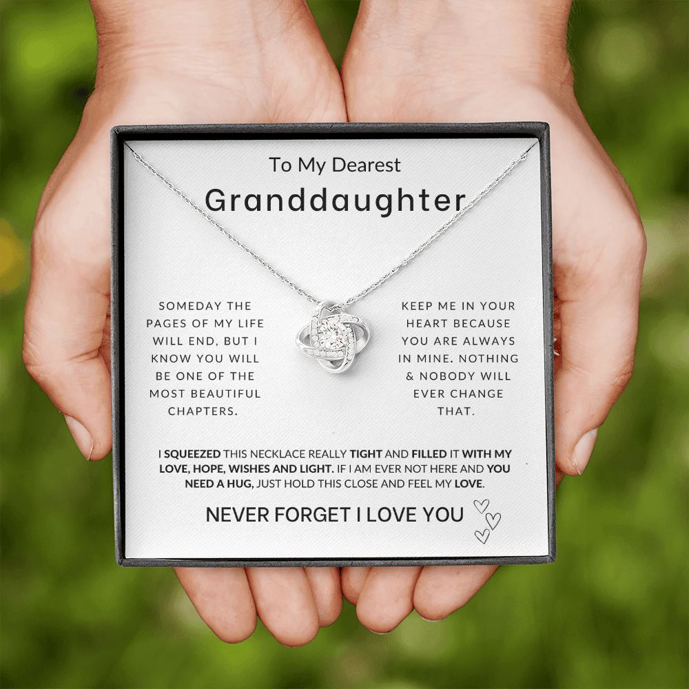 To My Granddaughter Never Forget I Love You Love Knot Necklace