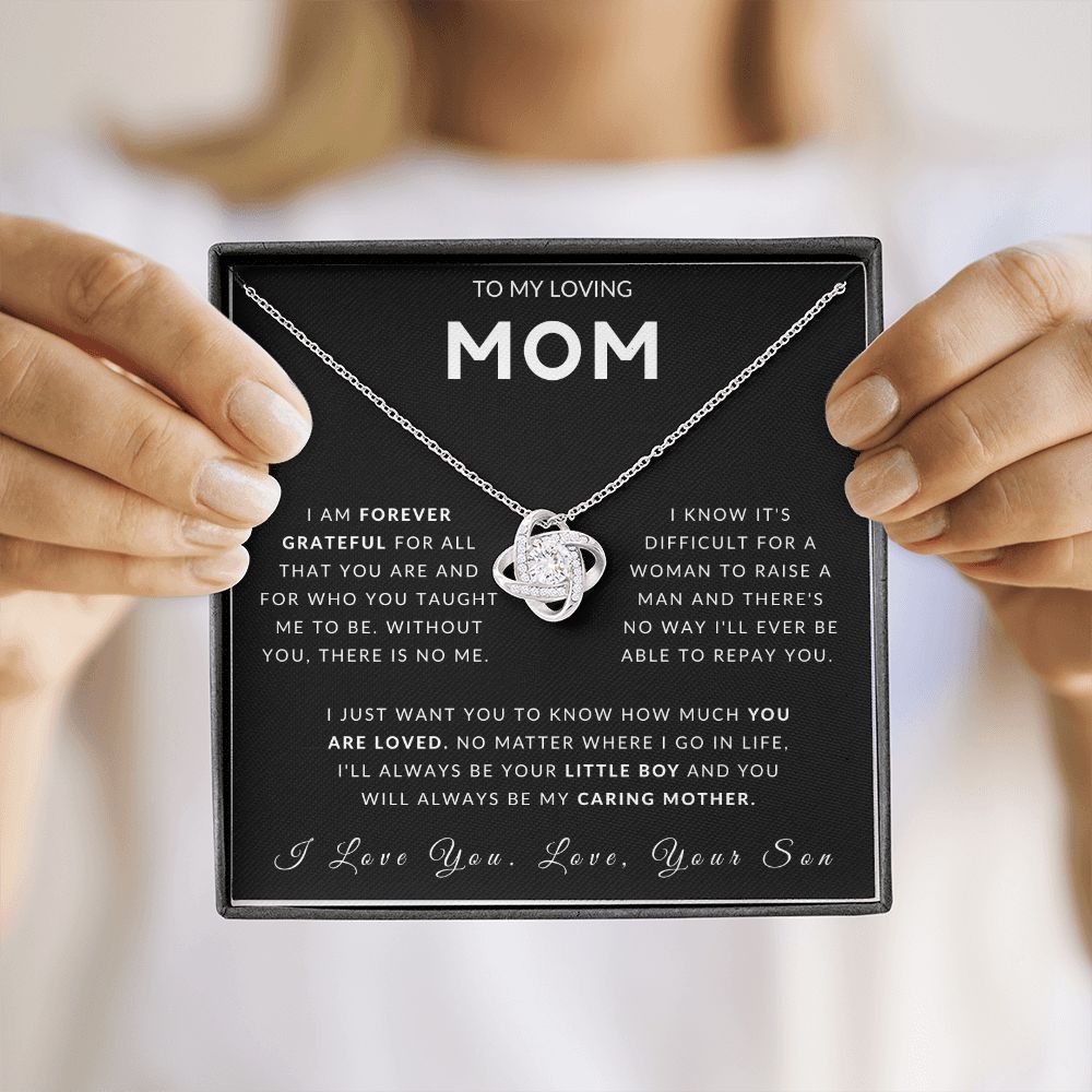 To My Loving Mom Love Knot Necklace - Always Your Little Boy - Love Your Son